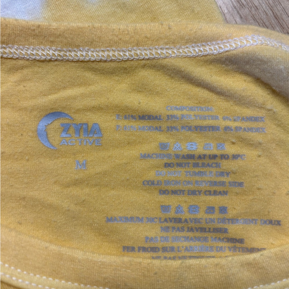 ZYIA Yellow Crewneck Active Tee with White Stitching - Picture 3 of 3